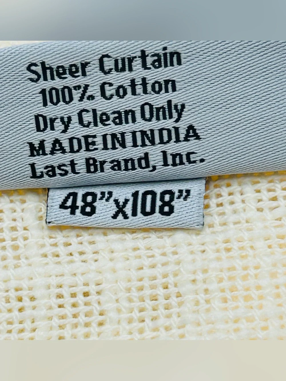 NWT QUINCE Set Of 2 48x108 Cotton Sheer Curtains Ivory 0170